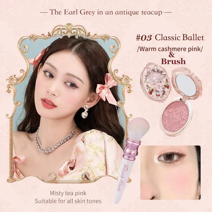 Flower Knows Strawberry Rococo Series Embossed Blush Fine Powder Makeup Smooth Long-Lasting Blusher Face Enhancing Makeup Color