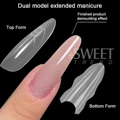 1 Box Dual Nail Forms New 180pcs 15 size Extensions-Dual Forms Long Coffin Almond Top/ Bottom Nail Forms Manicure Extension Tool