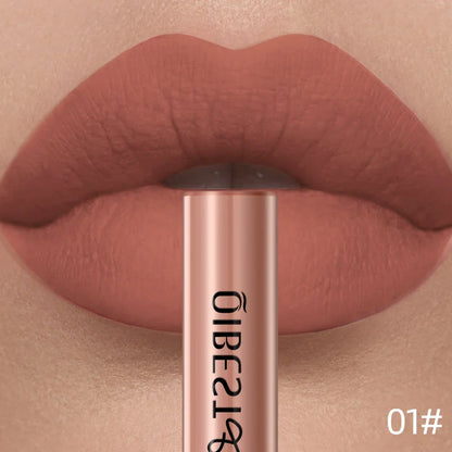 QIBEST Sexy Red Matte Lip Gloss Long Lasting Velvet Liquid Lipstick Lip Makeup Women Beauty Nonstick Cup Waterproof Lipgloss Hot