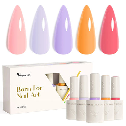 5pcs/kit Venalisa Color Gel Nail Polish Set Hema Free Soak Off UV LED Nail Gel Polish 10ml Combo TPO FREE HEMA FREE Gel Kit