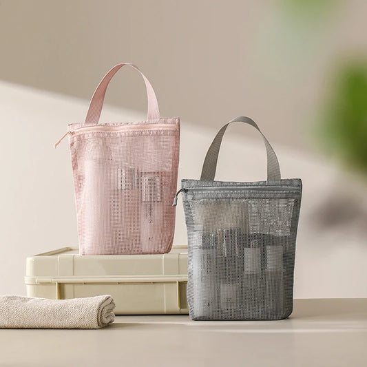 23x26cm Portable Toiletry Bag with Handy Handle Large Capacity Mesh Toiletry  Storage Bag Makeup Bag for Business Trips Travel