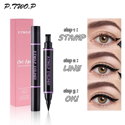 PTWOP 2-Piece Winged Eyeliner Stamp & Liquid Pencil - Black