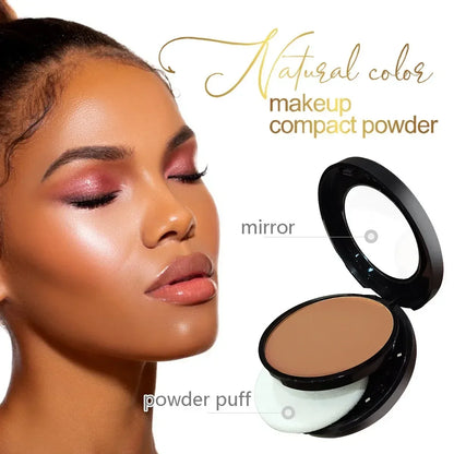 Wheat Bronzing Powder Dark Skin Matte Finish Sweatproof Oil Control Foundation Concealer Contour Palette with Powder Puff Mirror