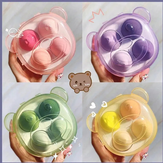 4pcs Beauty Egg Makeup Sponge Set Foundation Make Up Sponge With Egg Box Perfect For Face Cream Powder