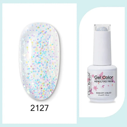 Clou Beaute 15ml Red Black White Green Neon Gel Nail Polish Base Top Coat Velvet Top 400 Colors Semi Permanent Gel Nail Varnish