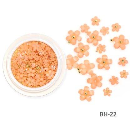 White Acrylic Flower Nail Art Decorations Mixed Size Rhinestones Red Blue Gem Manicure Tools Accessories DIY Nails Design 5g
