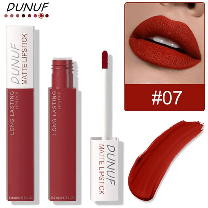 Non Stick Cup Liquid Lipstick Dark Purple Long Lasting Lip Gloss Matte Velvet Finish Resistant To Fading Waterproof Lip Cosmetic