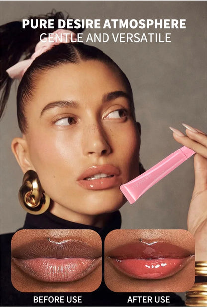 1 pcs Soft Tube Mirror Lip Gloss Lip Oil Nude Brown Plumping Lip Gloss Moisturising Transparent Lipgloss Beauty Cosmetics Makeup