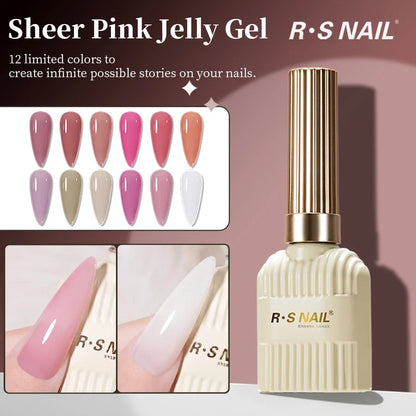 RS NAIL Jelly Transparent Gel Nail Polish 10g Summer Nude Pink Gel Polish Semi Permanent Soak Off UV LED Varnish Jade Nail Gel