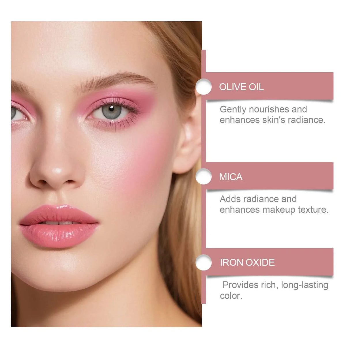 Pink Sakura Cream Blush Makeup Natural Cheek Tint Long Lasting Hydrating Lightweight Blusher Stick  Smooth Comfortable to Wear