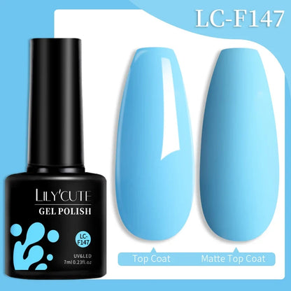 LILYCUTE 7ML Colorful Gel Nail Polish 129 Colors Long Lasting For Manicure Semi Permanent Base Top Coat Nail Art UV Gel Varnish