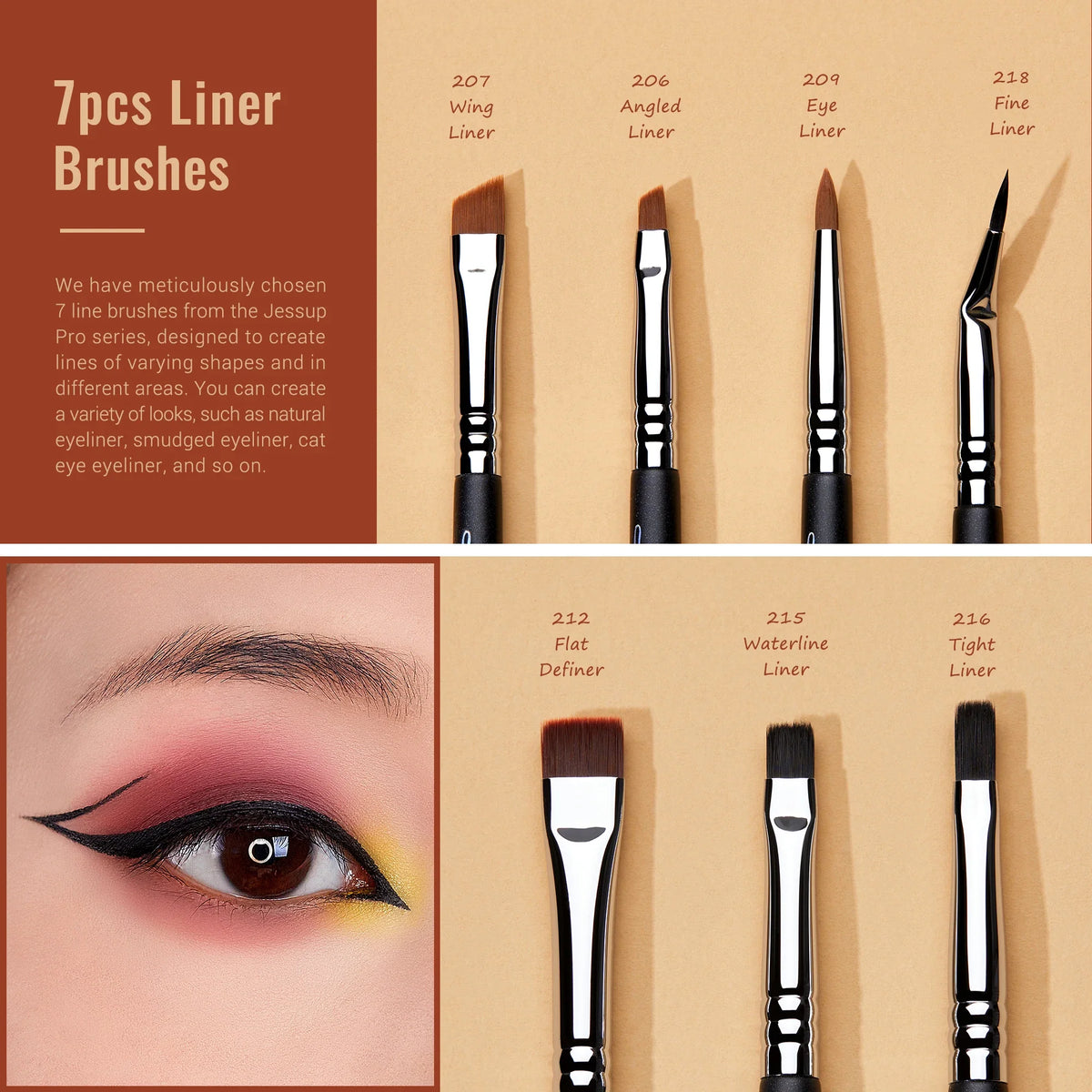 Jessup Eye Makeup Brushes Set,Professional Makeup Brush,Synthetic Eye Blending Brush Eyeshadow Brush Eyebrow Crease Shader T341