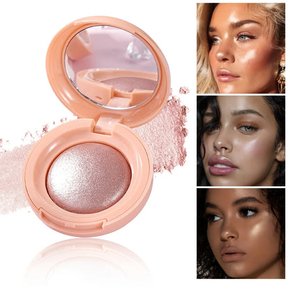 Face Highlighter Palette, High Glossy Face Illuminator Palette, Natural Glow Finish, Pearl Shimmer Smooth Baked Powder