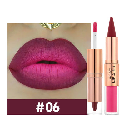 Sexy Red Black Lipstick Waterproof Lipliner Makeup Black Purple Rose Double Head Matte Lipgloss Tapered Lip Liner Contour Pencil