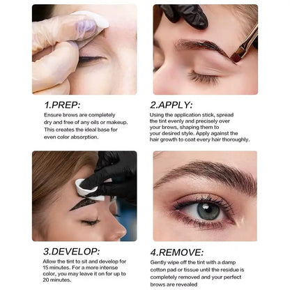 Waterproof Henna Brow Tint Kit Professional Salon Formula Long-Lasting Natural Eyebrow Dye Black&Brown Easy to Use at Home