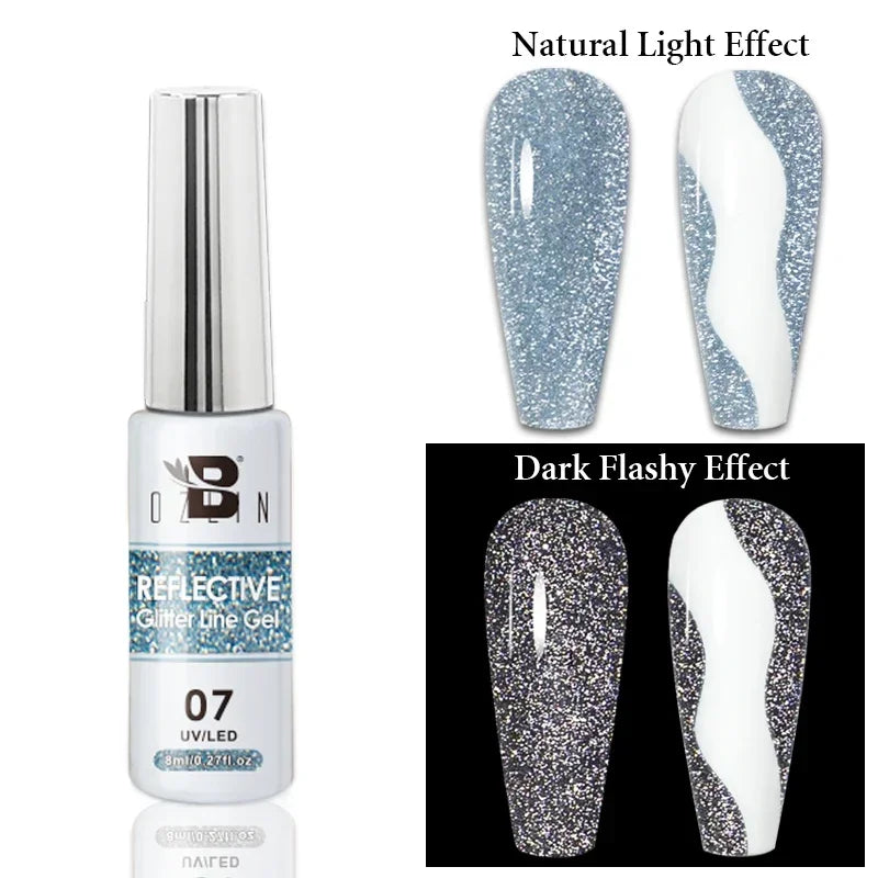 5ML Gold Silver Metallic Liner Paint Gel Polish Chrome Mirror Metal Effect Super Bright French UV LED Semi Permanent Nail Gel