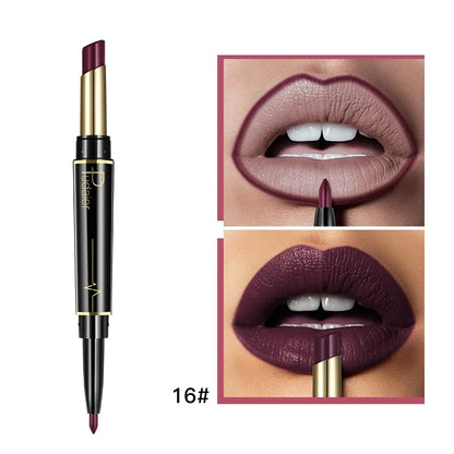 1pcs Matte Lip Liner & Lipstick 2 in 1 Double Ended Waterproof Long Lasting Non-Fading Smooth Velvet Nude Makeup Tool for Women