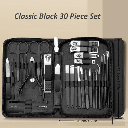30pcs Manicure Set Portable Stainless Steel Nail Cutter Trimming Tool Beauty Pedicure Kit Finger Care Nail Clipper Scissors Set