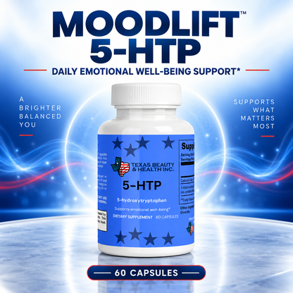 Texas Beauty & Health MoodLift 5-HTP Supplement for Mood, Calm & Sleep Support, 60 Capsules