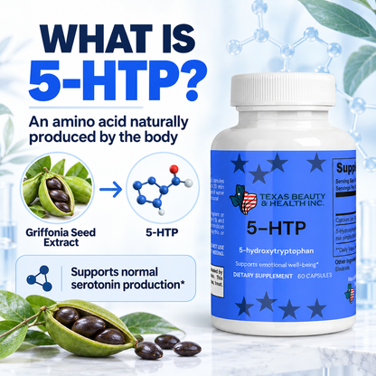 Texas Beauty & Health MoodLift 5-HTP Supplement for Mood, Calm & Sleep Support, 60 Capsules