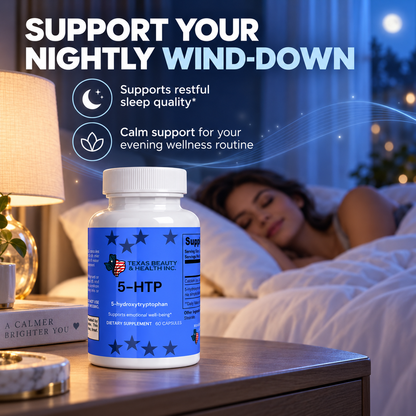 Texas Beauty & Health MoodLift 5-HTP Supplement for Mood, Calm & Sleep Support, 60 Capsules