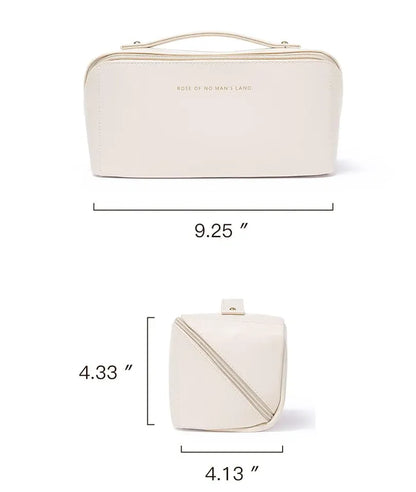 Travel Makeup Bag | Waterproof Portable Pouch | Open Flat Toiletry Bag Make up Organizer with Handle | Large Capacity