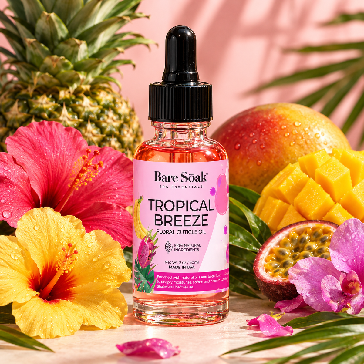 BARE SOAK CUTICLE OIL 2OZ. - TROPICAL BREEZE