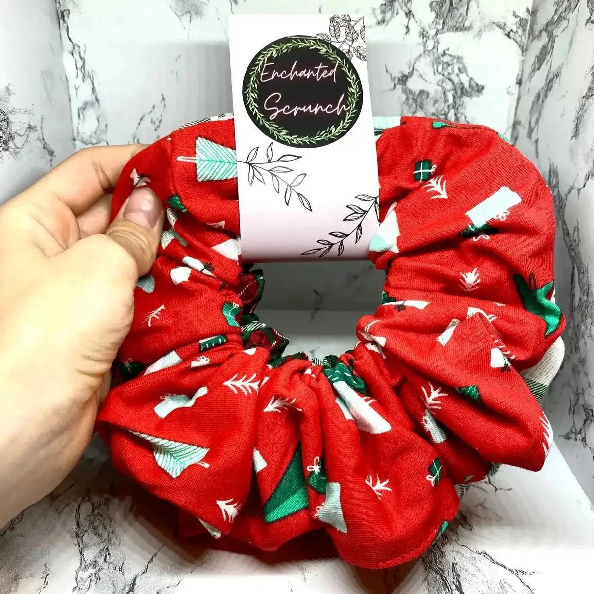 Red Trees and Plaid Christmas Set Scrunchie