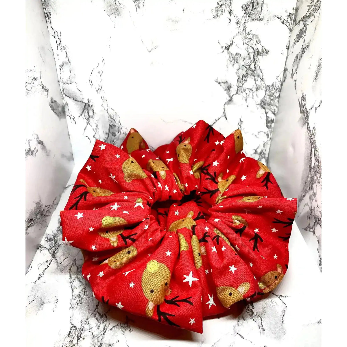Red Reindeer Christmas Scrunchie