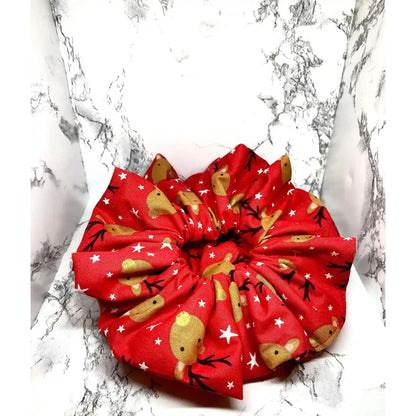 Red Reindeer Christmas Scrunchie