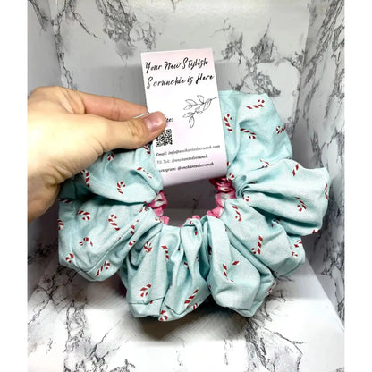 Pink Tree and Candy Cane Christmas Set Scrunchie