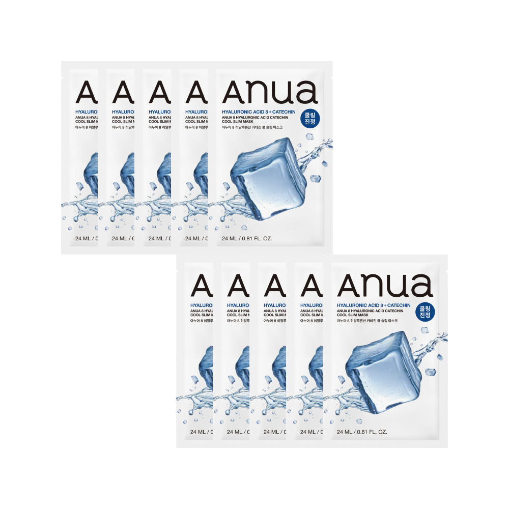 Anua 8 Hyaluronic Acid Catechin Cool Slim Mask 24ml X 10ea