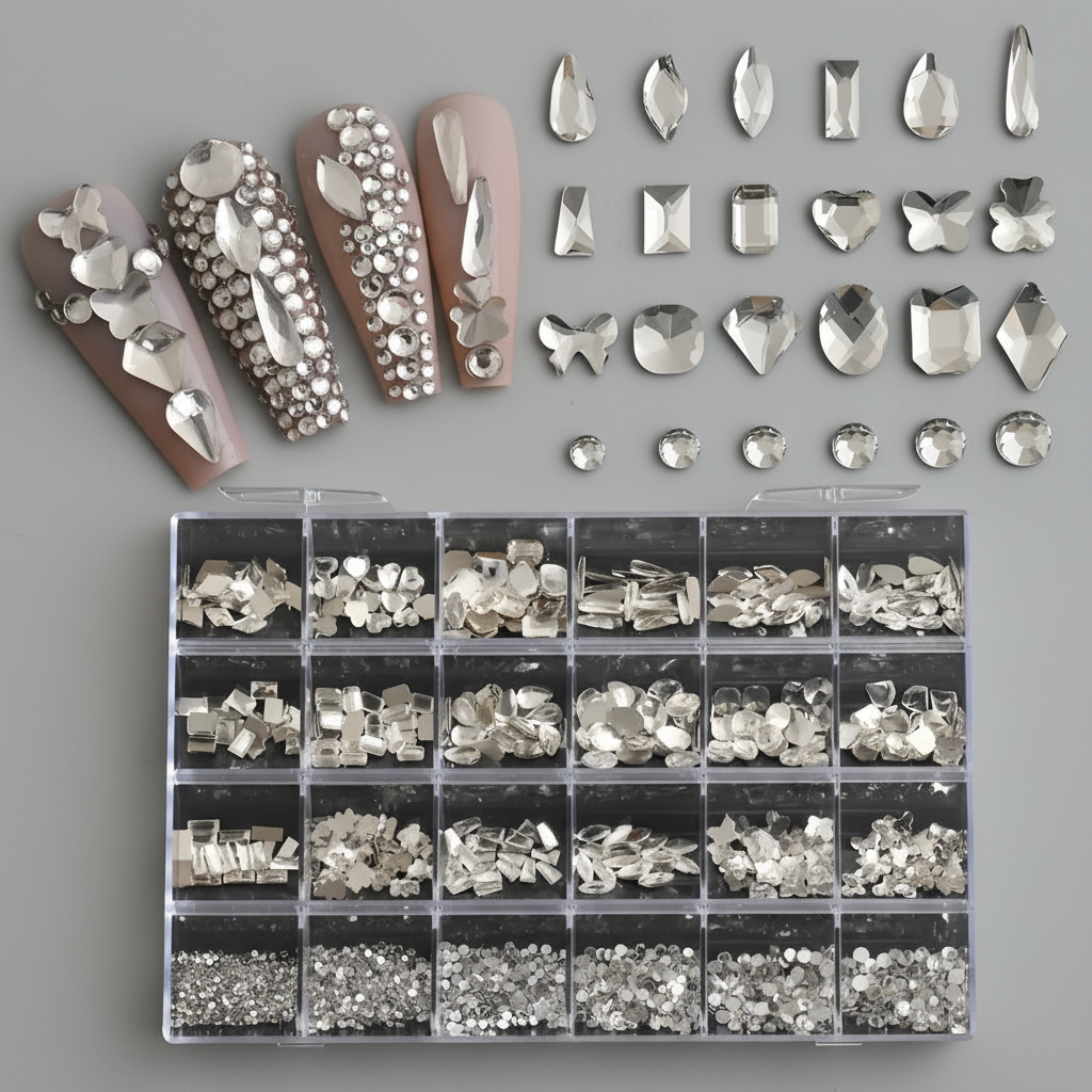 LUXURY CRYSTAL RHINESTONE 24-GRID - CLEAR