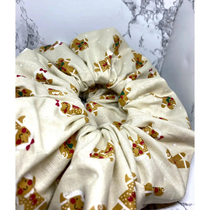 Beige Gingerbread Christmas Scrunchie