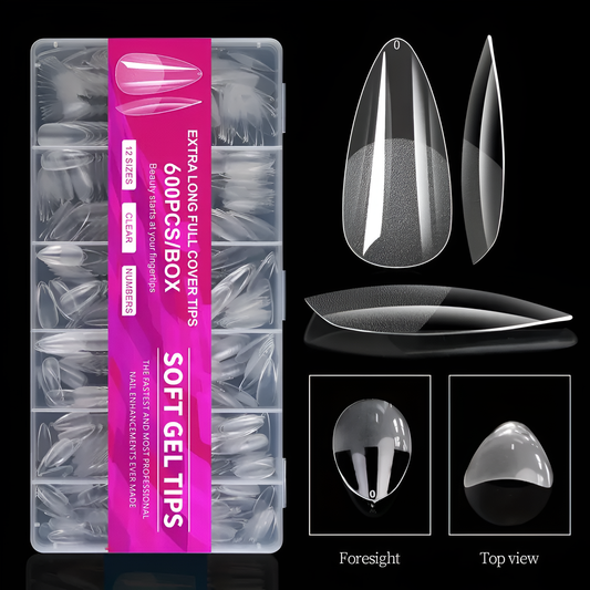 GEL-X CLEAR SOFT GEL TIP 600PCS - MEDIUM ALMOND