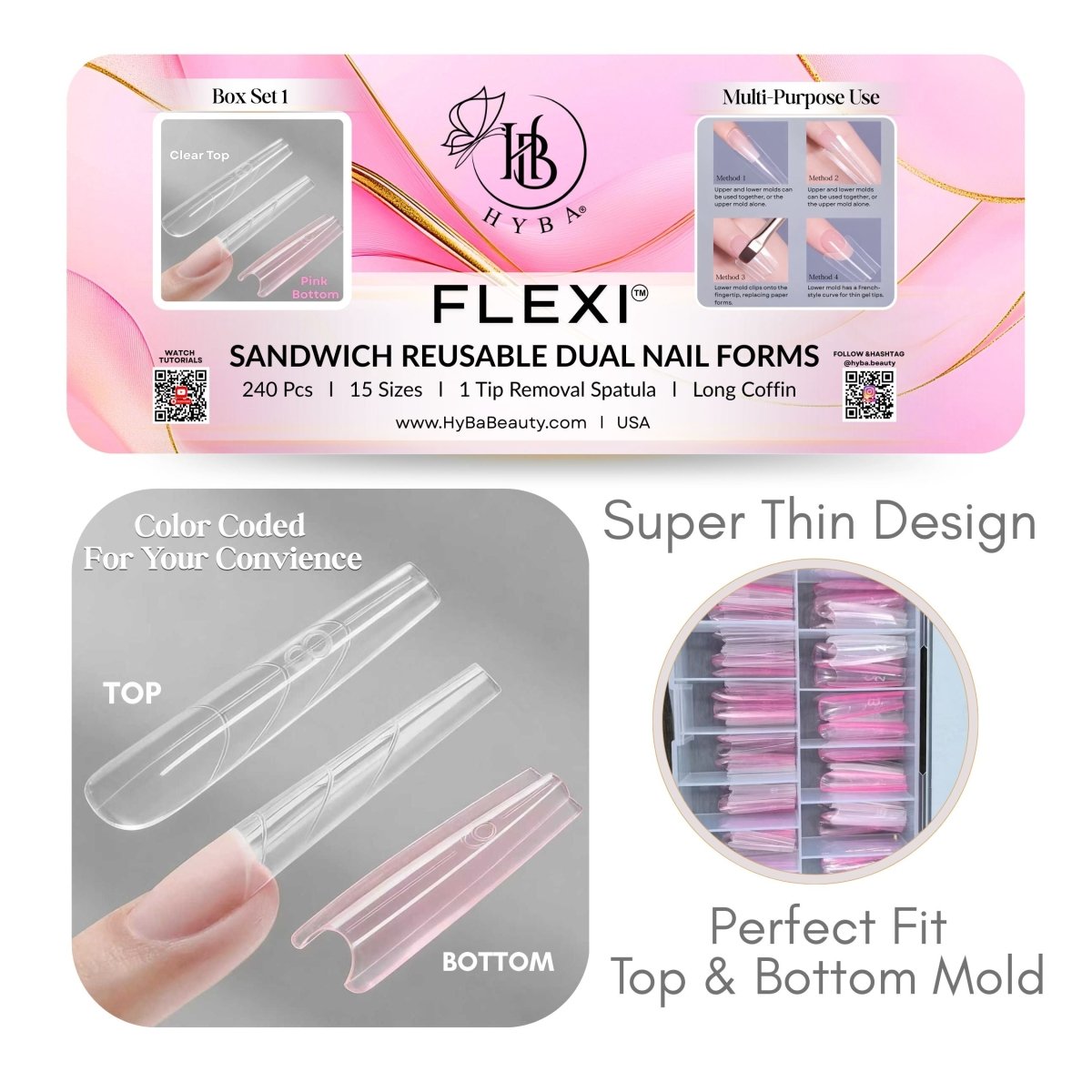 FLEXI SANDWICH REUSABLE  DUAL NAIL FORMS - SET 1