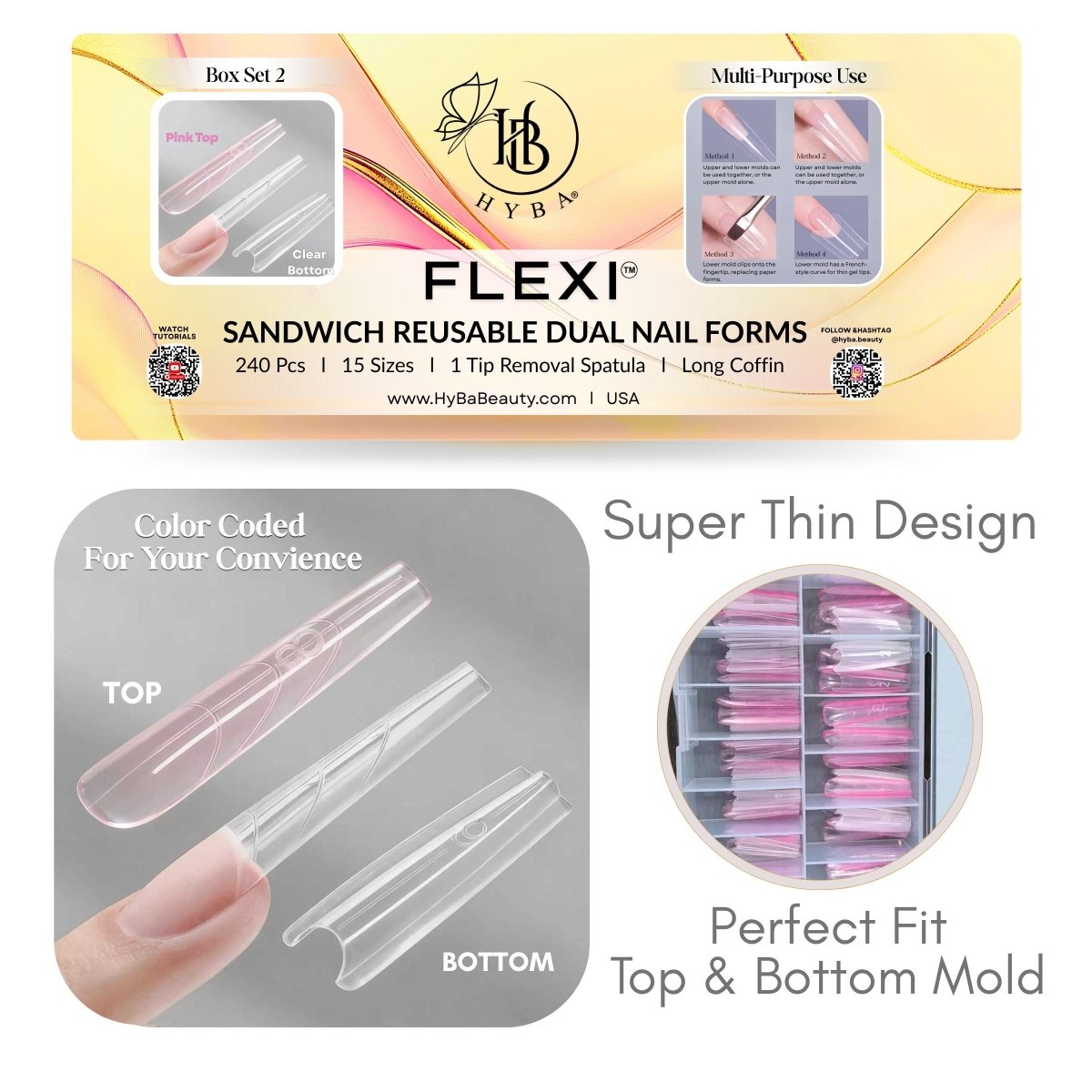 FLEXI SANDWICH REUSABLE  DUAL NAIL FORMS - SET 2