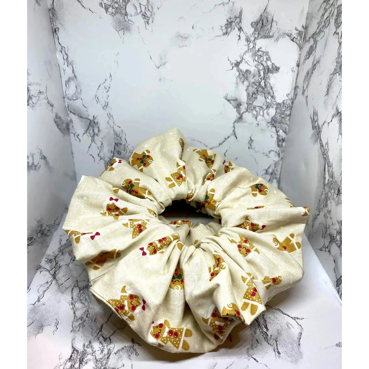 Beige Gingerbread Christmas Scrunchie