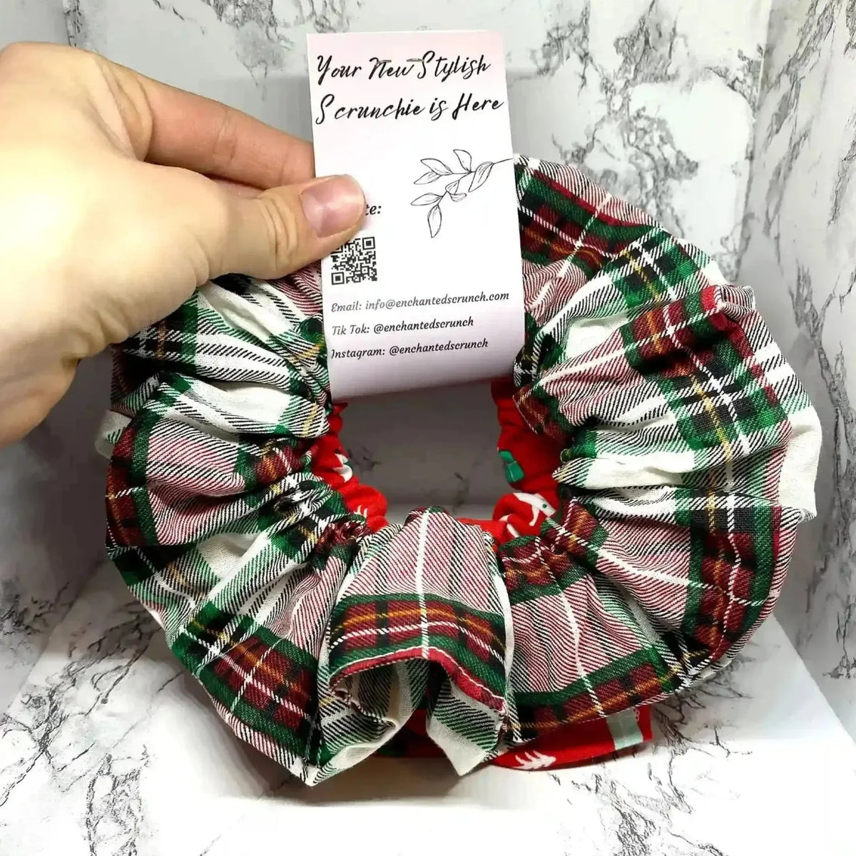 Red Trees and Plaid Christmas Set Scrunchie