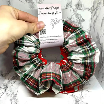 Red Trees and Plaid Christmas Set Scrunchie