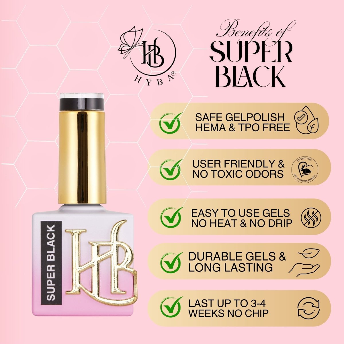 SUPER BLACK Gel Polish - 20ML Single Bottle Listing
