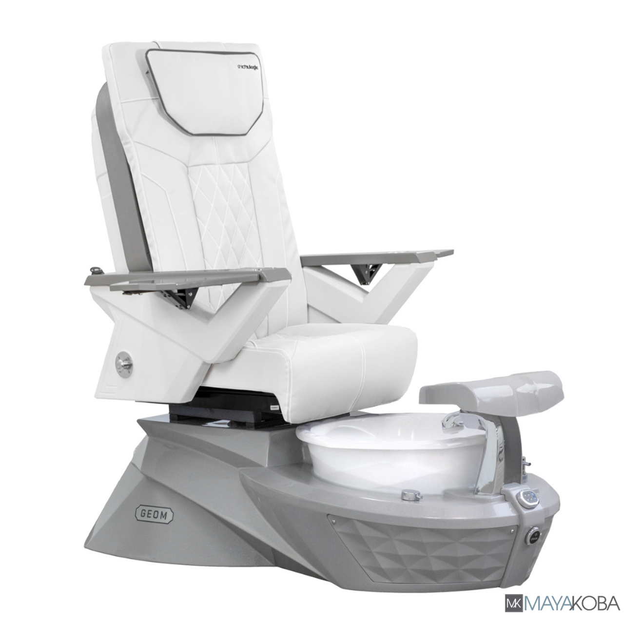GREY BASE WITH WHITE BOWL - GEOM I PEDICURE SPA WITH FX CHAIR TOP