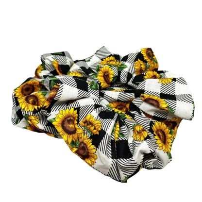 Sunflower Buffalo Plaid Scrunchie