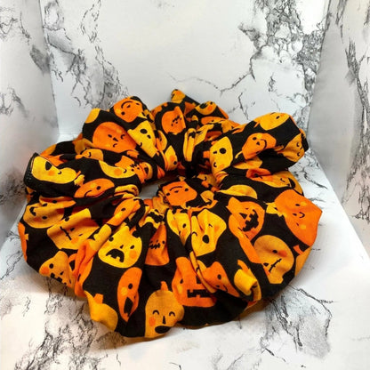 Black Pumpkins Halloween Scrunchie