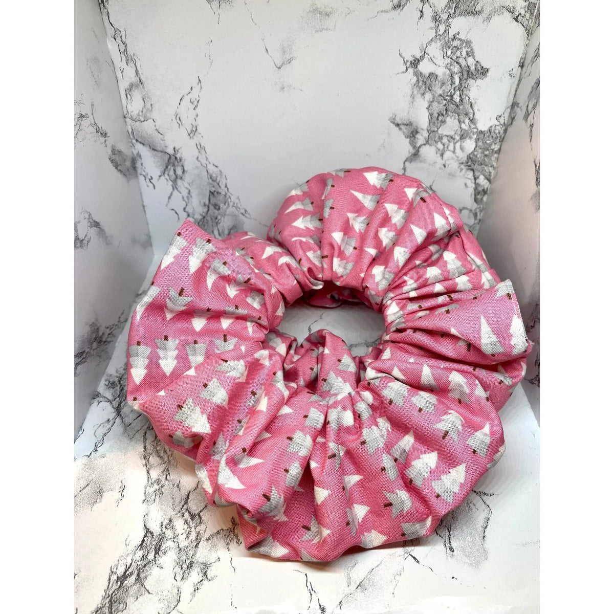 Pink Trees Christmas Scrunchie