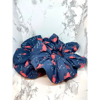 Navy Crab Summer Scrunchie