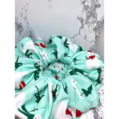 Snowman and Trees Christmas Scrunchie
