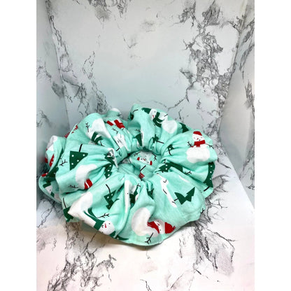 Snowman and Trees Christmas Scrunchie