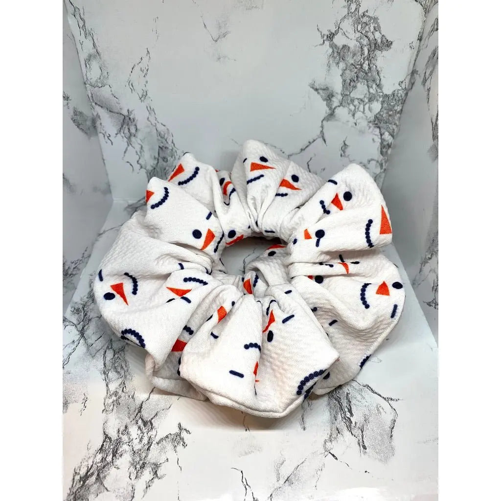 White Snowman Christmas Bullet Scrunchie