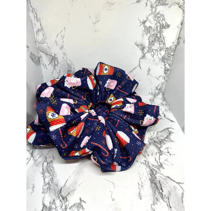 Blue Hot Chocolate Christmas Bullet Scrunchie